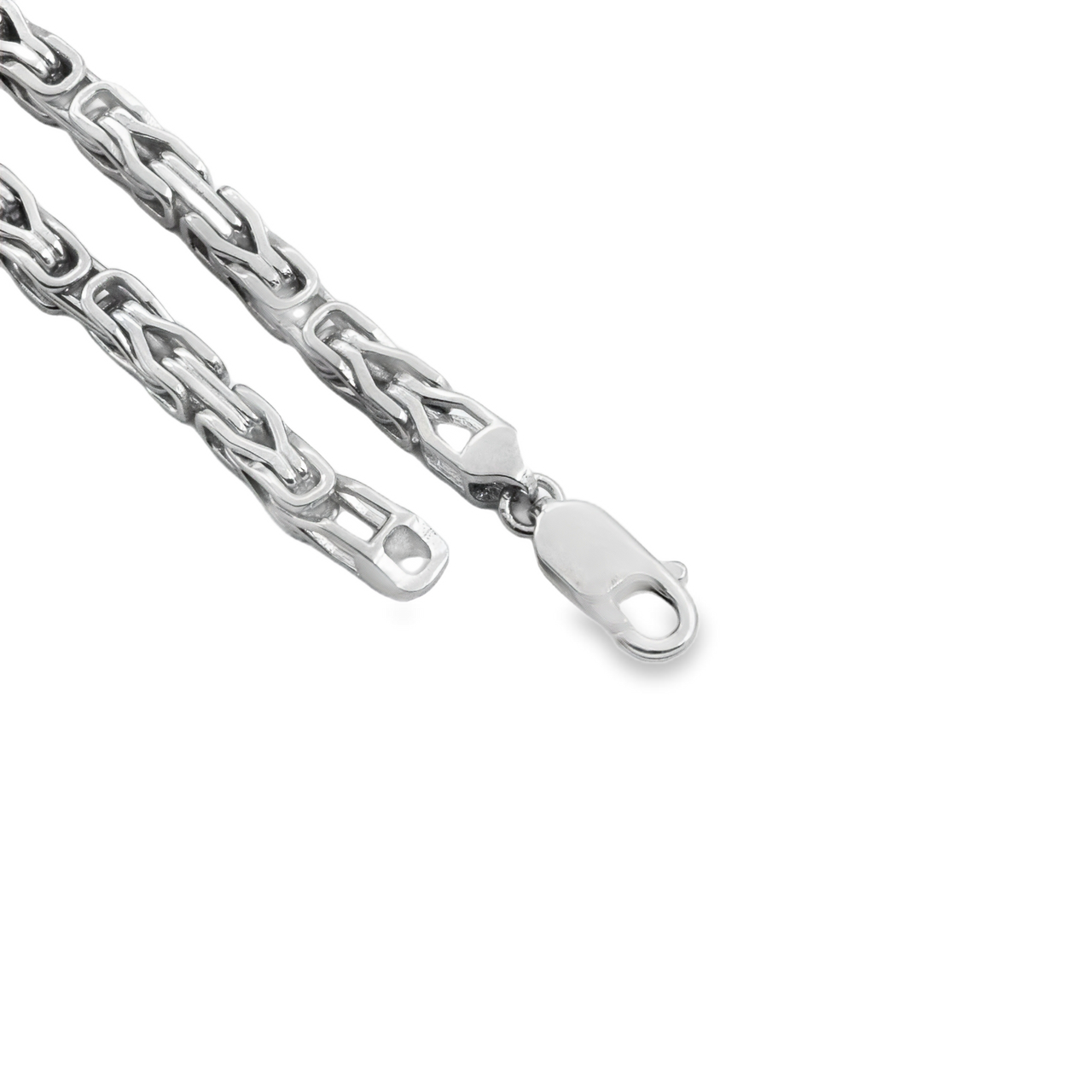 14K White Gold Byzantine Link Chain 4 mm