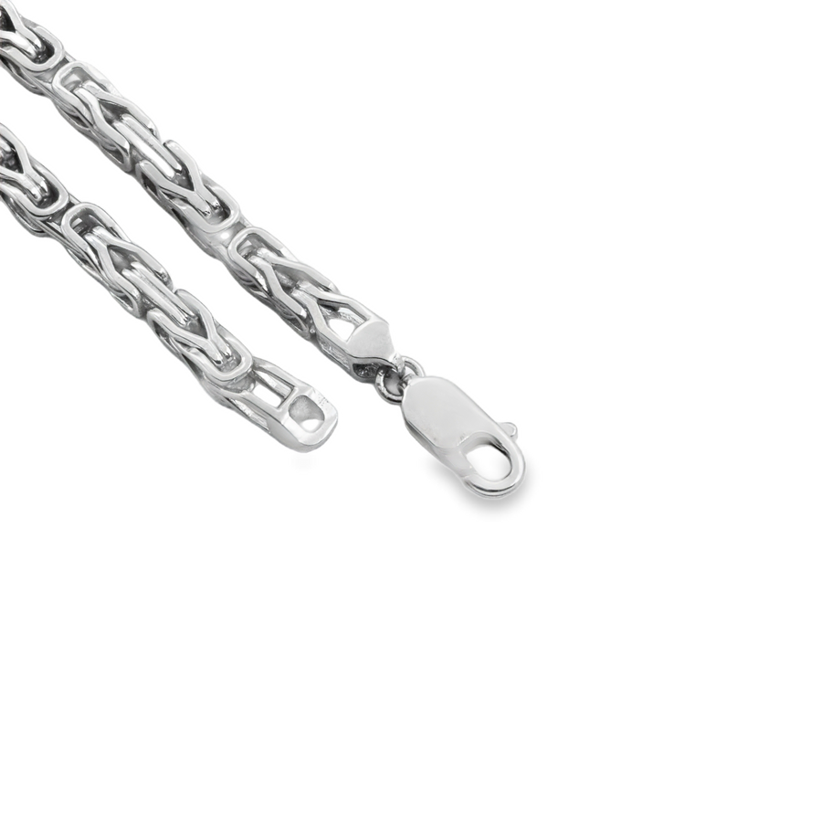 14K White Gold Byzantine Link Chain 4 mm