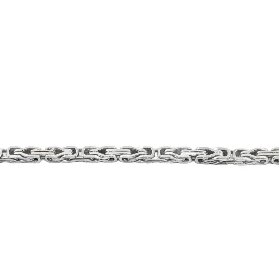 14K White Gold Byzantine Link Chain 4 mm