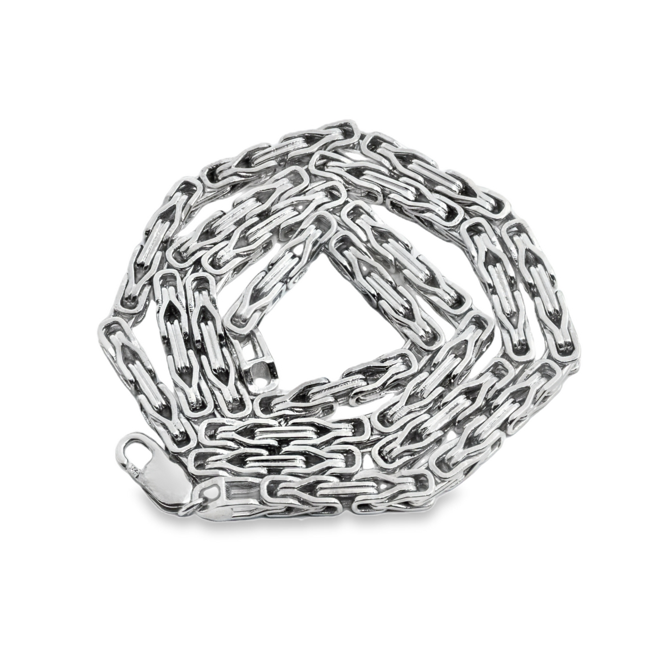 14K White Gold Byzantine Link Chain 4 mm