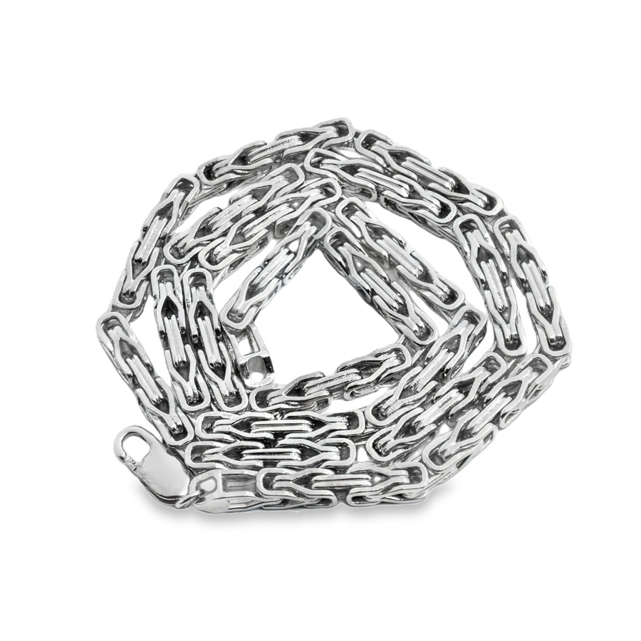 14K White Gold Byzantine Link Chain 4 mm