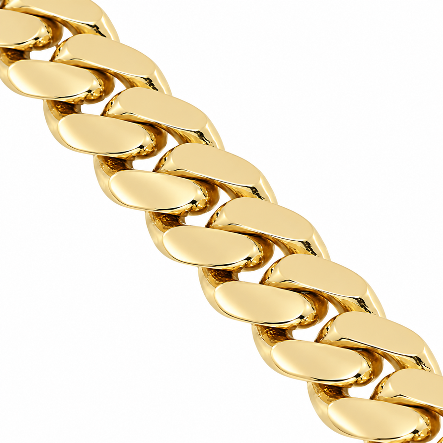 10k Yellow Gold Solid Mens Cuban Link Chain 10 mm