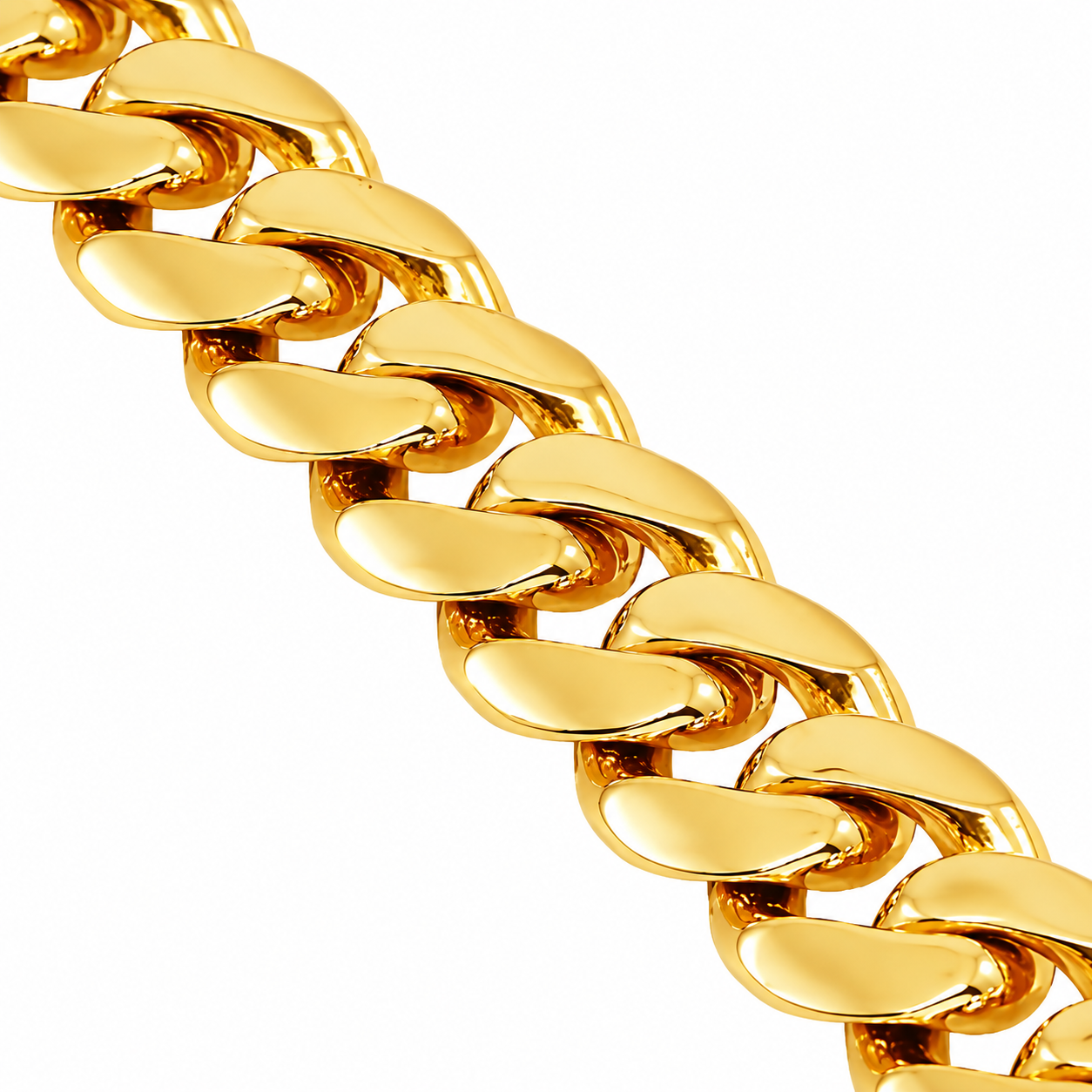 14k Yellow Gold Solid Mens Cuban Link Chain 12 mm