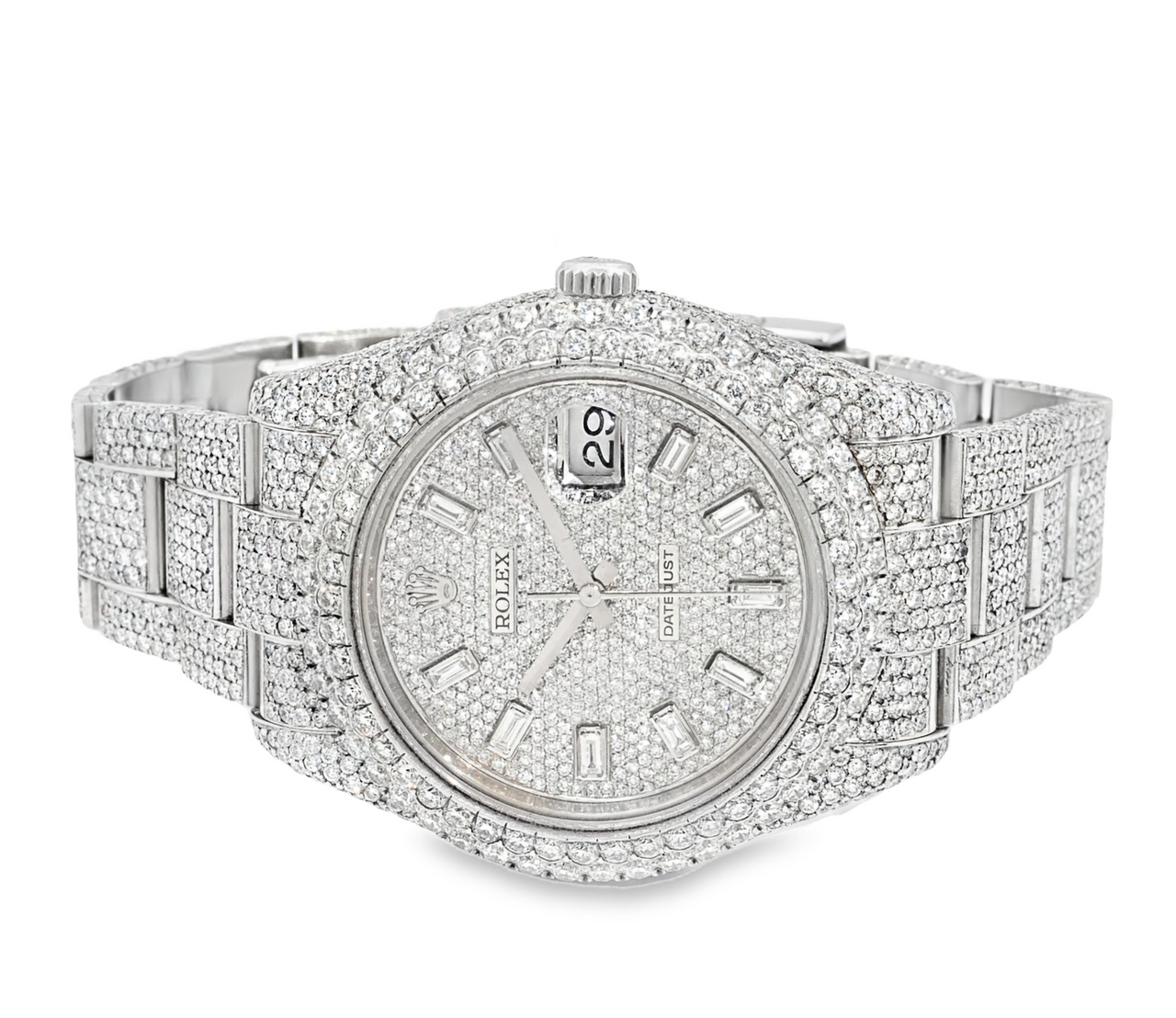 Diamond 41mm Rolex Oyster Stainless Steel 22.38 ctw