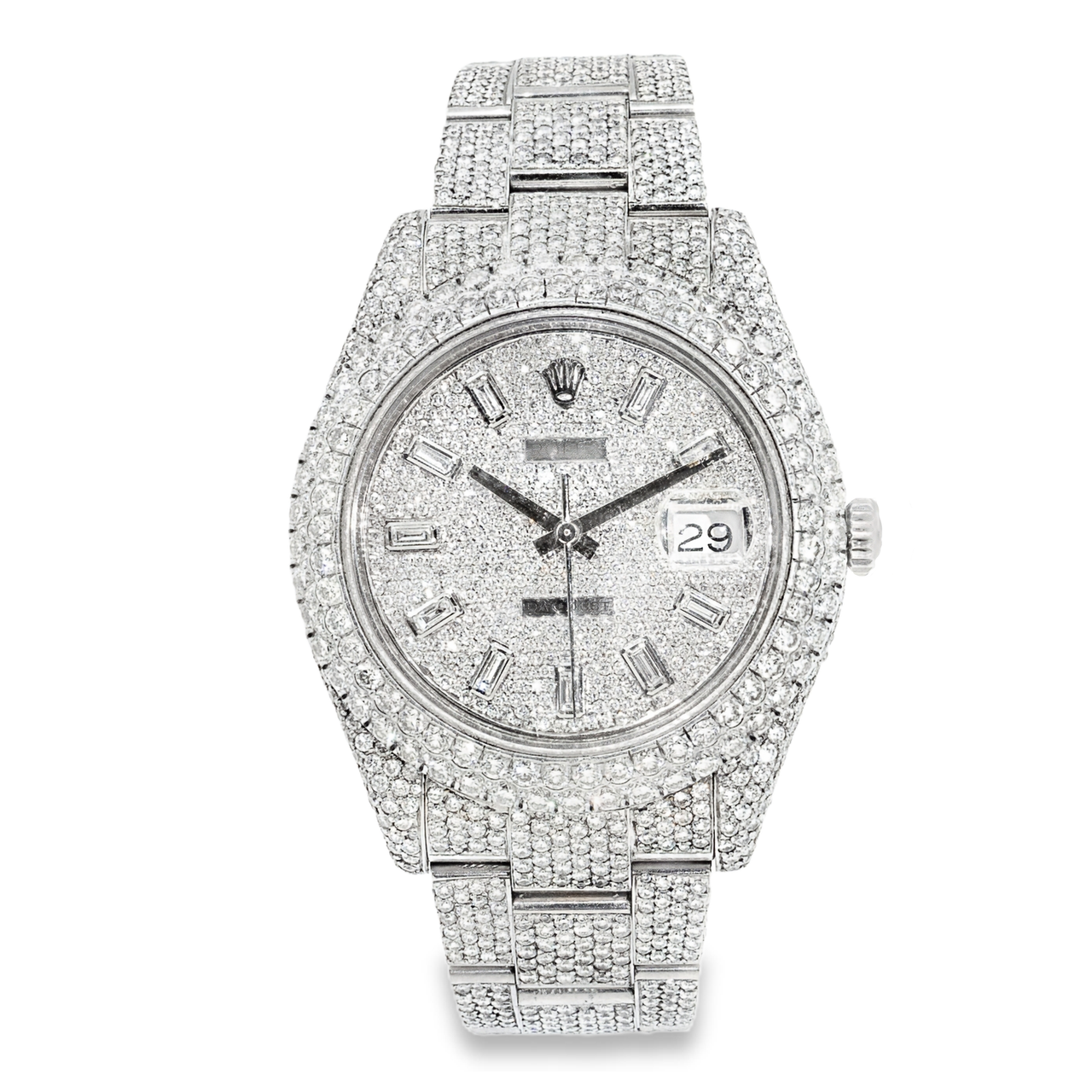 Diamond 41mm Rolex Oyster Stainless Steel 22.38 ctw