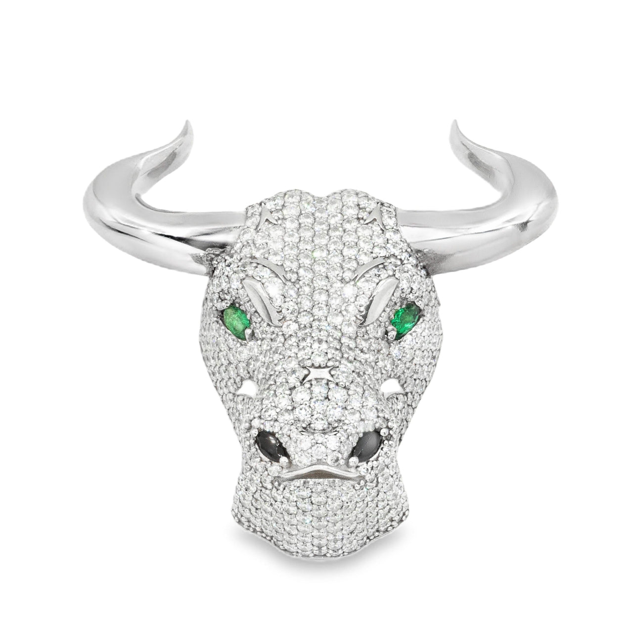 White 14k White Gold Diamond Bull Pendant