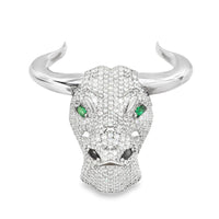 Thumbnail for White 14k White Gold Diamond Bull Pendant