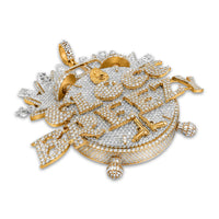 Thumbnail for rose and white diamond Clock pendant 36.53 ctw