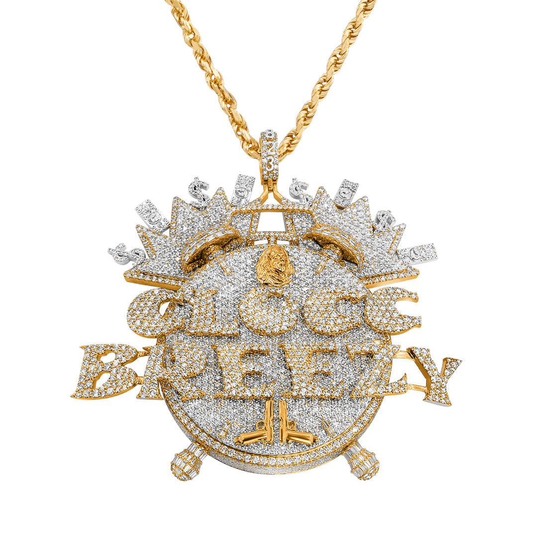rose and white diamond Clock pendant 36.53 ctw