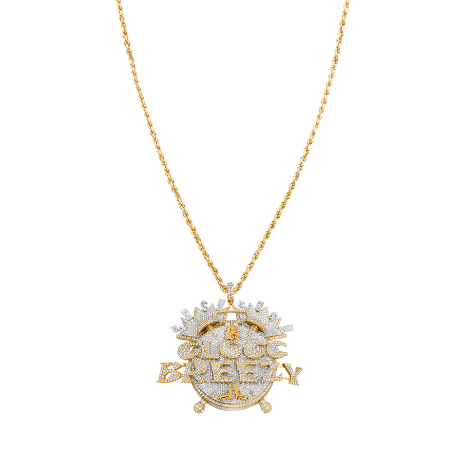 rose and white diamond Clock pendant 36.53 ctw