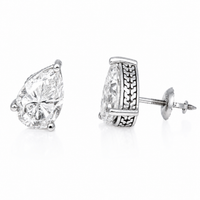 Thumbnail for 14k Gold Fancy Yellow Lab Diamond Pear Shaped Stud Earrings 3.65 CTW