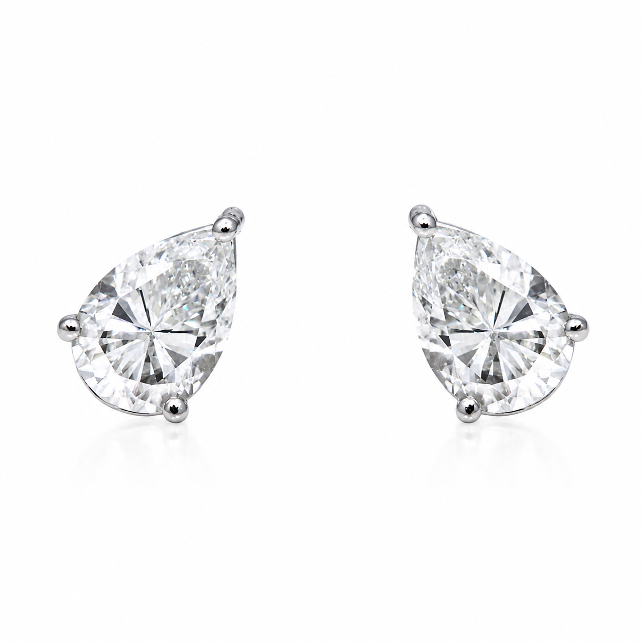 14k Gold Fancy Yellow Lab Diamond Pear Shaped Stud Earrings 3.65 CTW