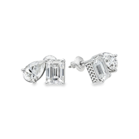 Thumbnail for 14k Gold Lab Diamond Pear and Emerald Shaped Stud Earrings 5.75 cwt. EAR0279