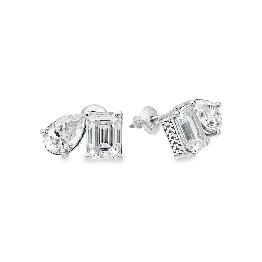 14k Gold Lab Diamond Pear and Emerald Shaped Stud Earrings 5.75 cwt. EAR0279