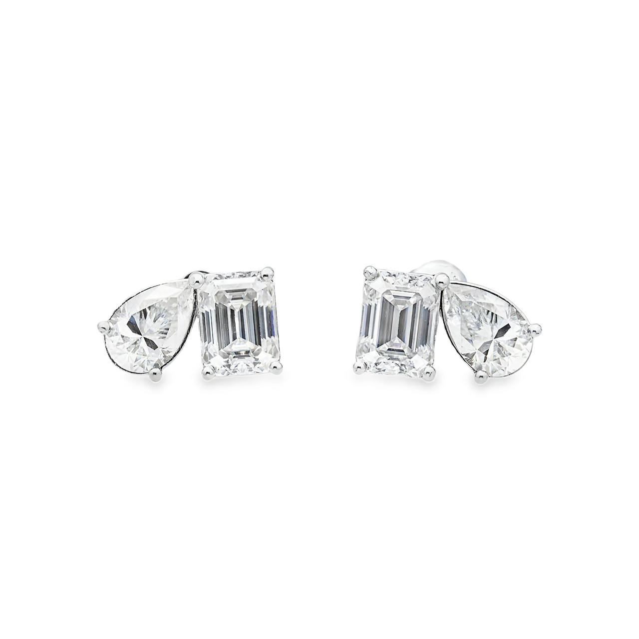 14k Gold Lab Diamond Pear and Emerald Shaped Stud Earrings 5.75 cwt. EAR0279