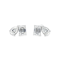 Thumbnail for 14k Gold Lab Diamond Pear and Emerald Shaped Stud Earrings 5.75 cwt. EAR0279