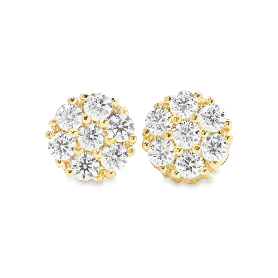 14k White Gold Diamond Cluster Stud Earrings 0.96 Cwt.