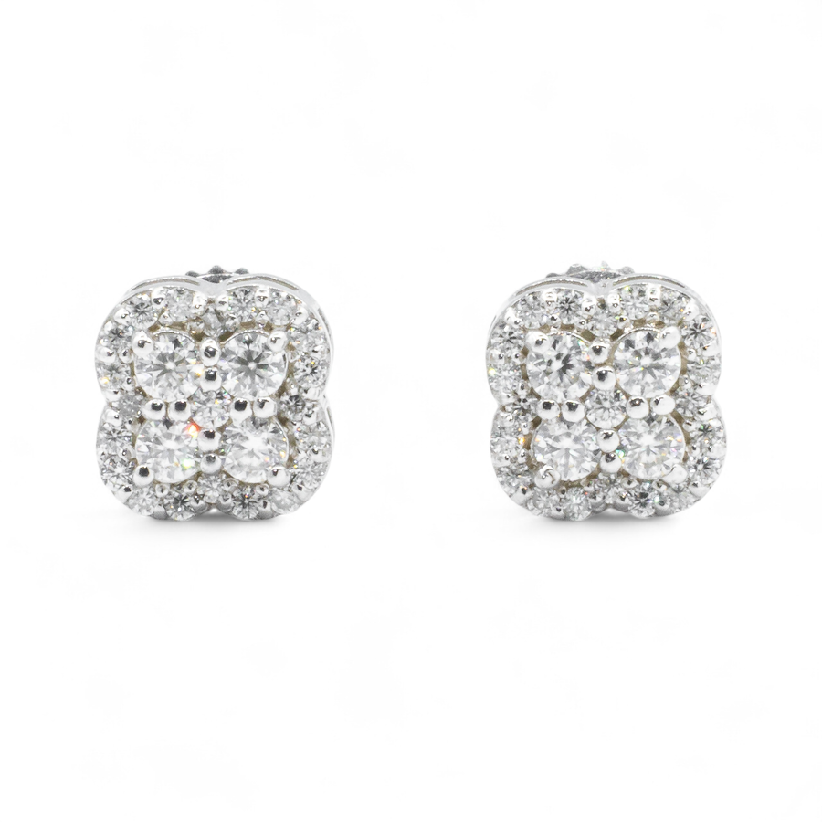 White 14k White Gold Lab Diamond Cluster Earrings 0.49 ctw