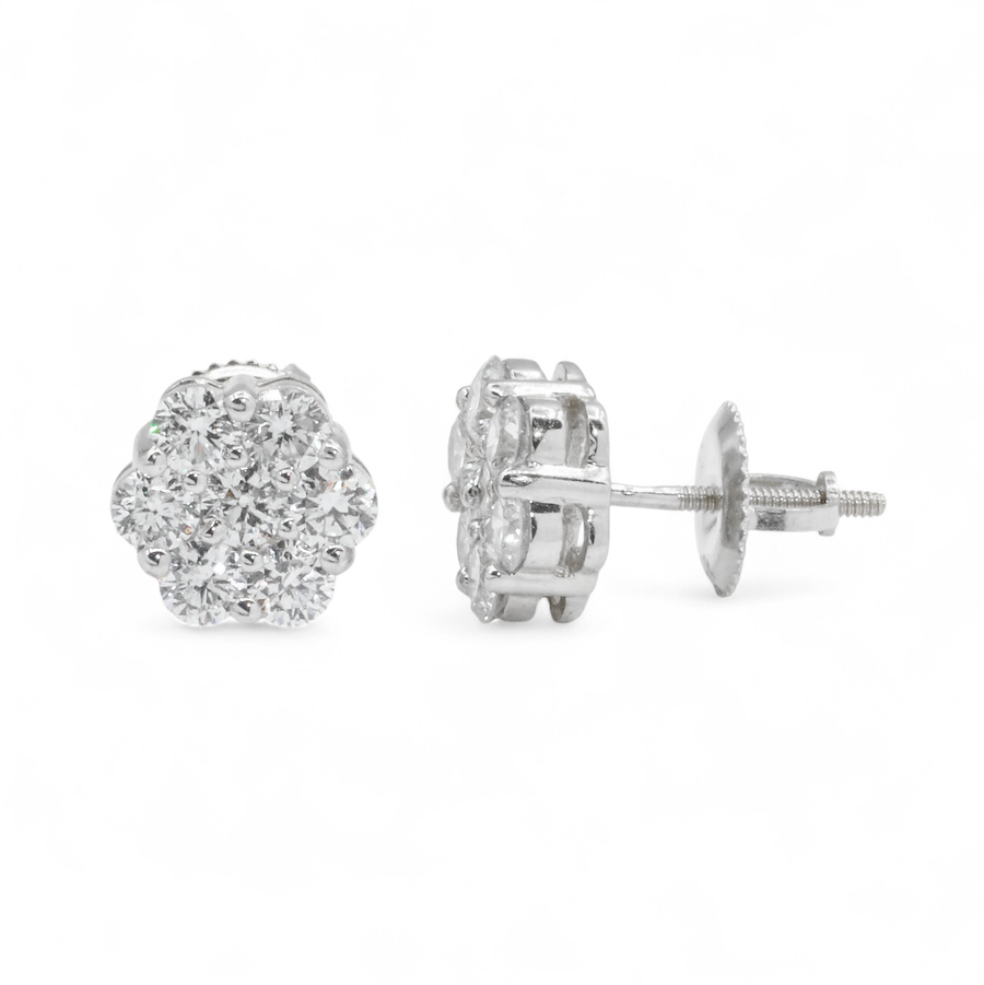 14k Yellow Gold Flower Cluster Earring set 1.27 ctw (Copy)