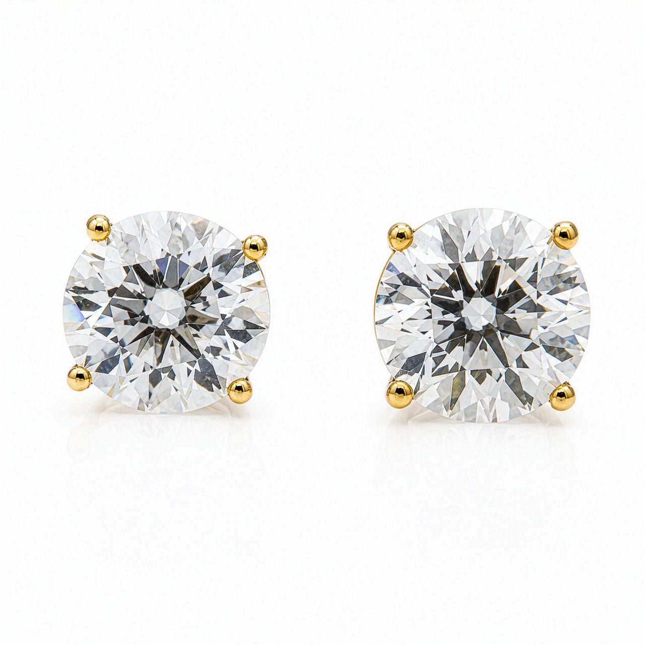 14K Yellow Gold Lab Diamond Round Brilliant Solitaire Stud Earrings 4.33 CTW