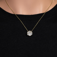 Thumbnail for 14K White Solid Gold Womens Diamond Cluster Necklace 2.40 Ctw