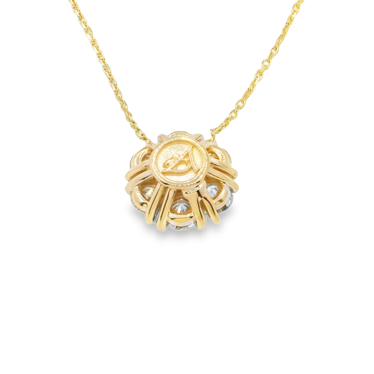 14K White Solid Gold Womens Diamond Cluster Necklace 2.40 Ctw