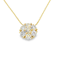 Thumbnail for 14K White Solid Gold Womens Diamond Cluster Necklace 2.40 Ctw