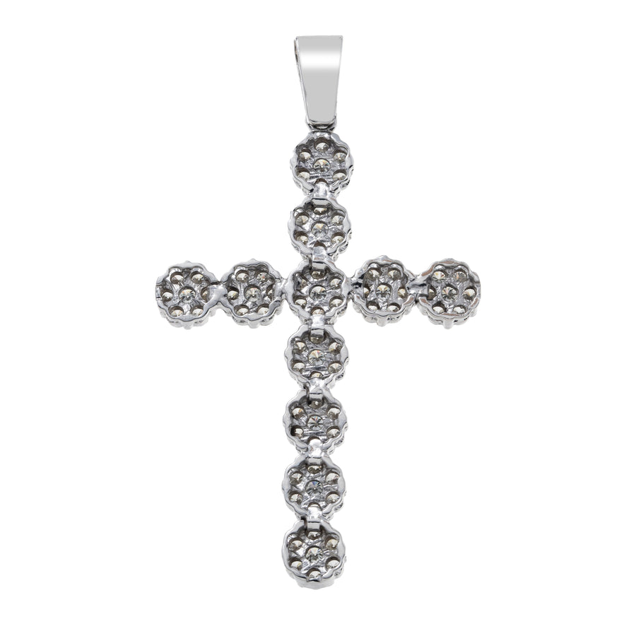 14K Diamond Ball Cross Pendant 4.4ctw