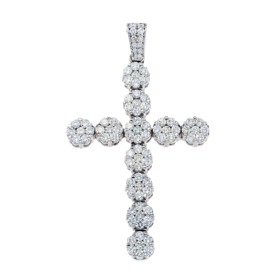 14K Diamond Ball Cross Pendant 4.4ctw