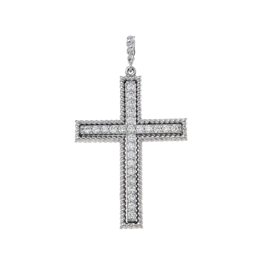14k White Gold Diamond Cross 2.76 Ctw