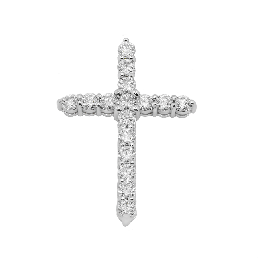 14k White Gold Lab Diamond Cross Pendant 2.50 ctw