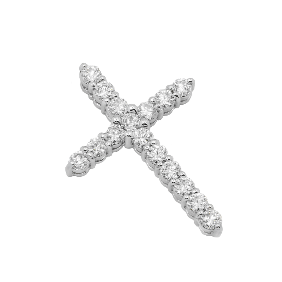 14k White Gold Lab Diamond Cross Pendant 2.50 ctw