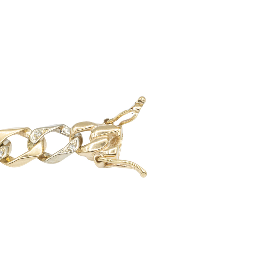 14k Two Tone Diamond Cuban Bracelet 0.82 ctw