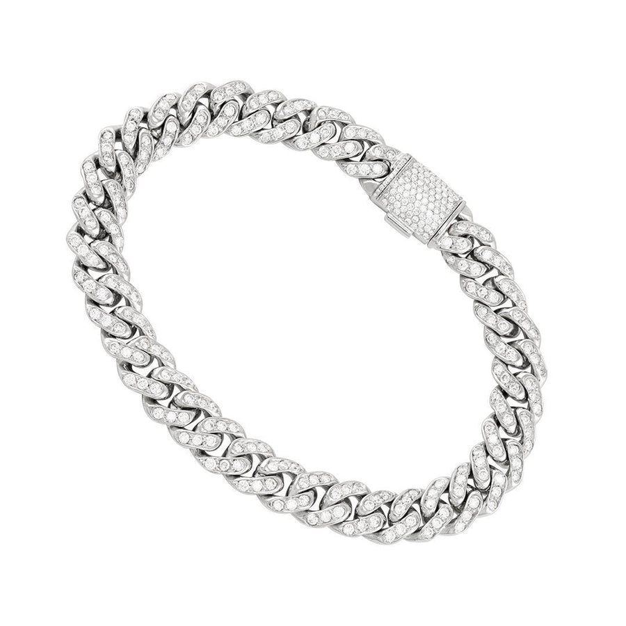 White Gold / 5.0 inches - 23.9 grams - 2.9 ctw 14k Yellow Gold Lab Diamond Cuban Link Bracelet 9 mm