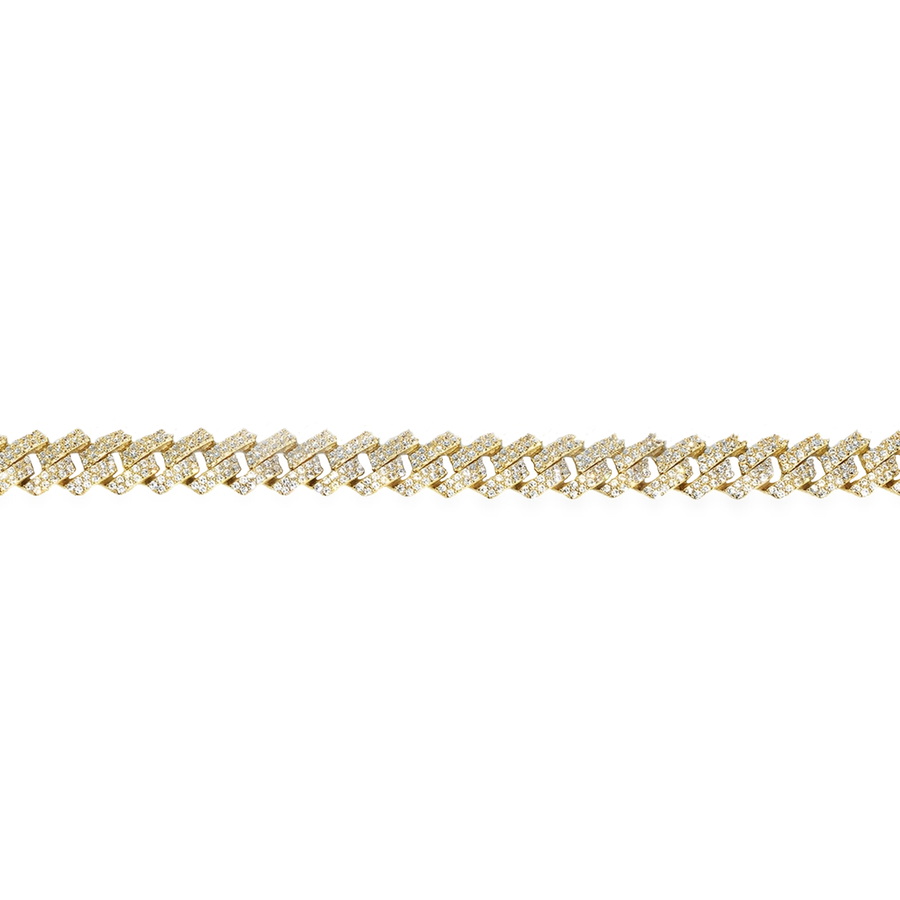 Yellow 10k Gold CZ Cuban Chain 11 Ctw 9mm