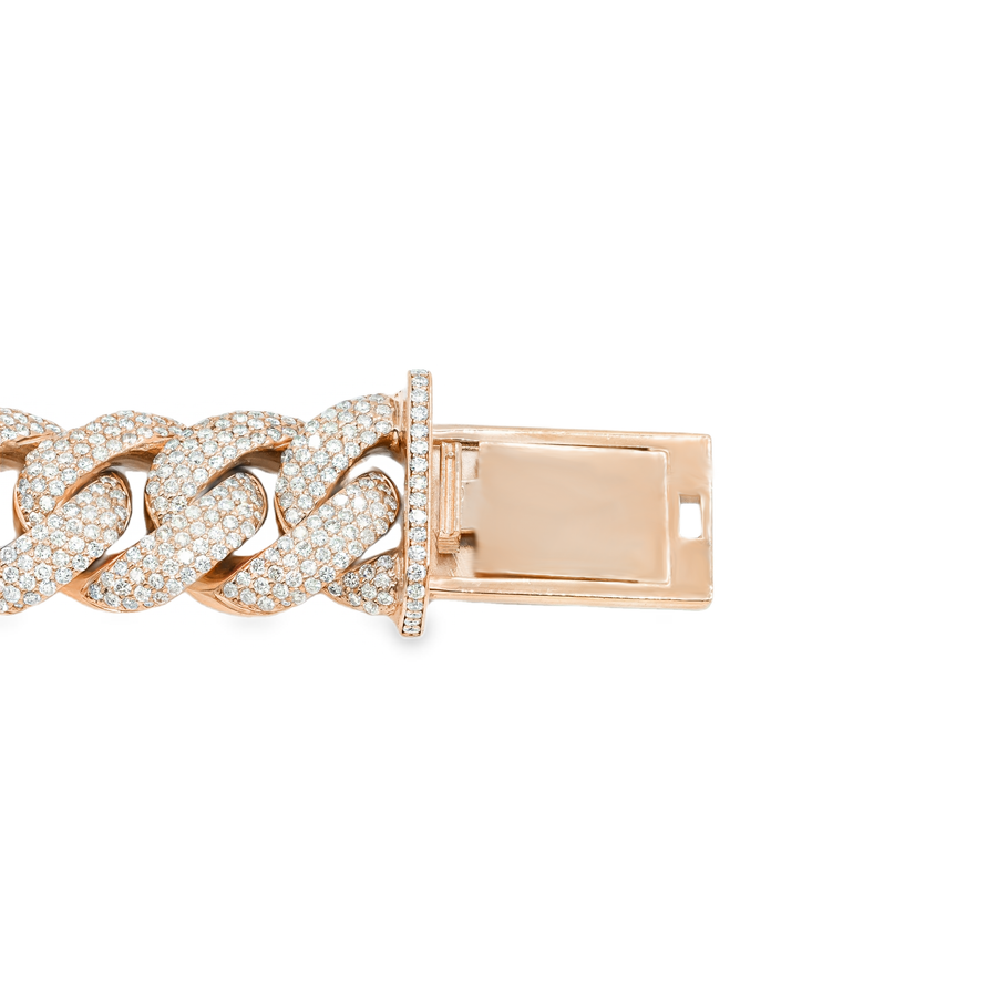 10k Rose Gold Solid 21mm Diamond Pave Cuban 79 ctw