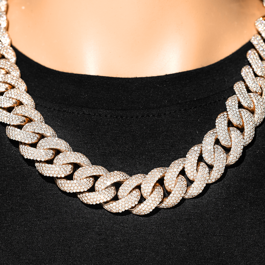 10k Rose Gold Solid 21mm Diamond Pave Cuban 79 ctw