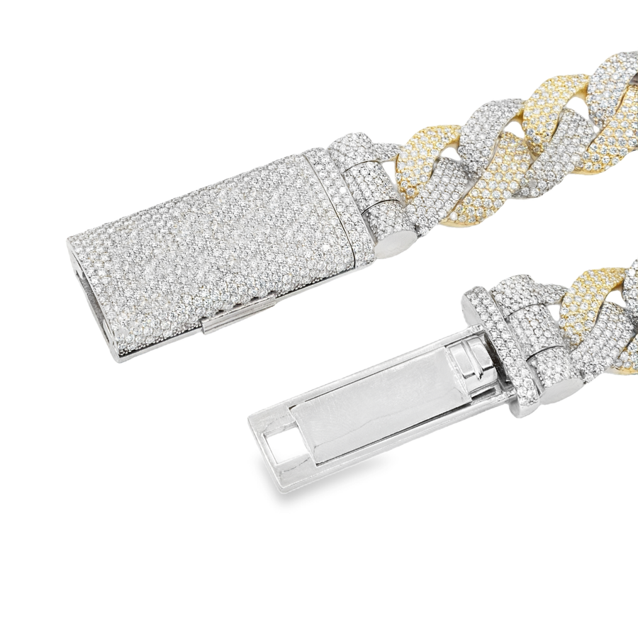 10k Two-Tone Gold Mens Diamond Cuban Chain 60.29 Ctw