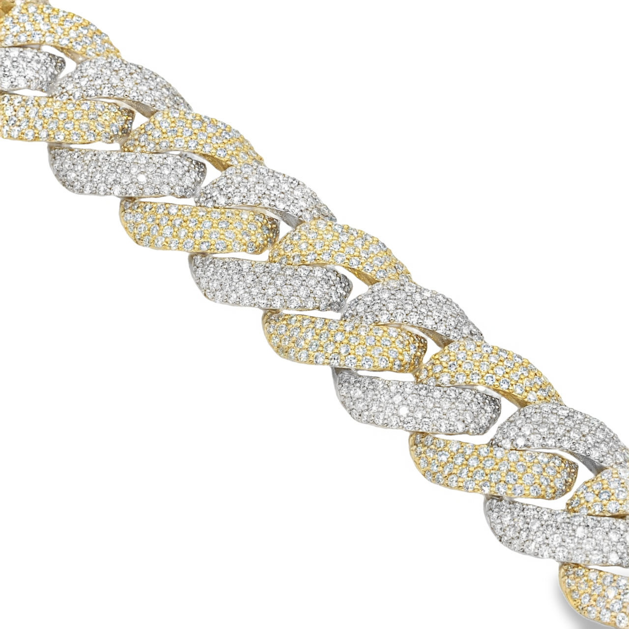 10k Two-Tone Gold Mens Diamond Cuban Chain 60.29 Ctw