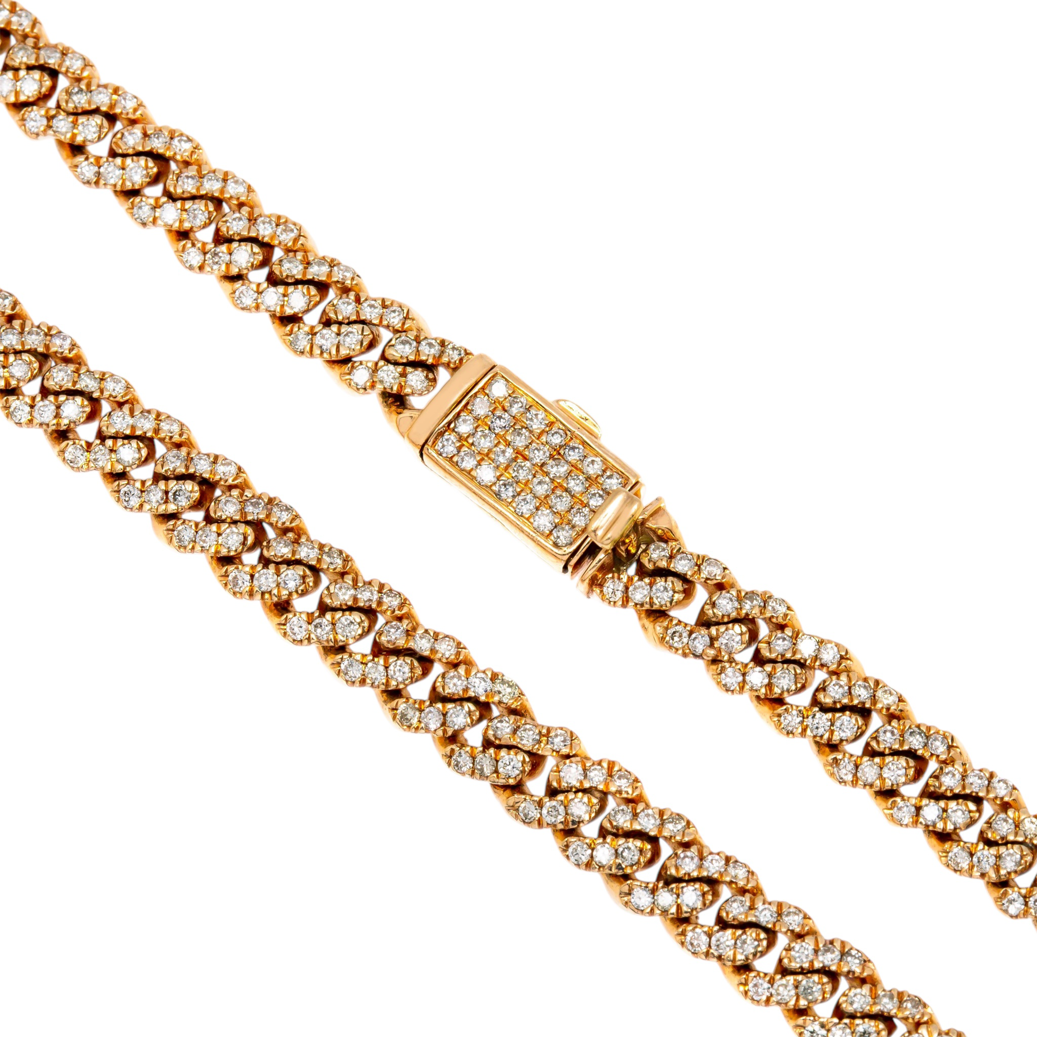 Gold Diamond Chain Real Halukakah Royal Diamond Cuban Link Chain
