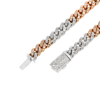 Thumbnail for 14k Two-Tone White & Rose Gold Lab Diamond Cuban Bracelet