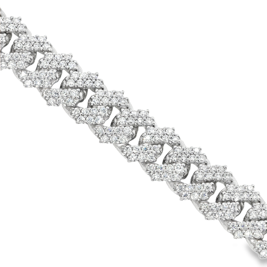 14k White Gold Lab Diamond Cuban Chain 8.5mm 8.49 ctw