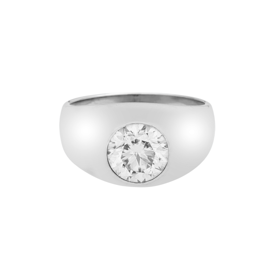 14K White Gold Bezel-Set 3CT FL VVS Lab Grown Diamond Dome Ring