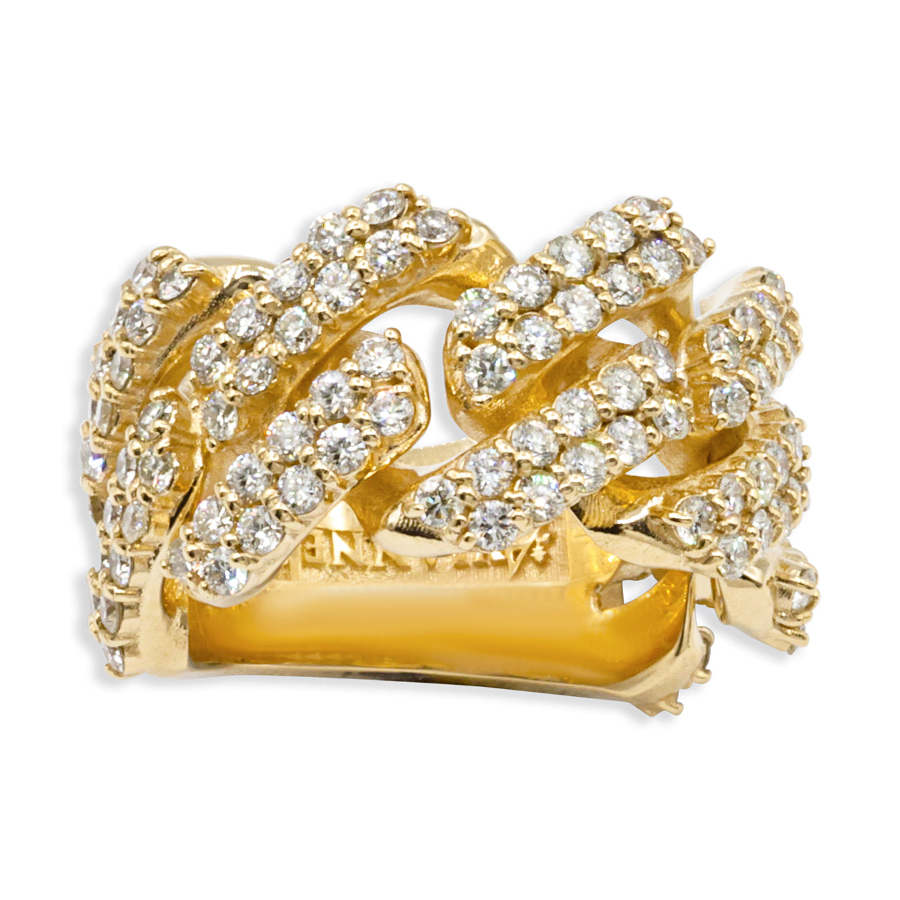 Yellow 14kt Cuban Ring Yellow Gold 2.42 CtW