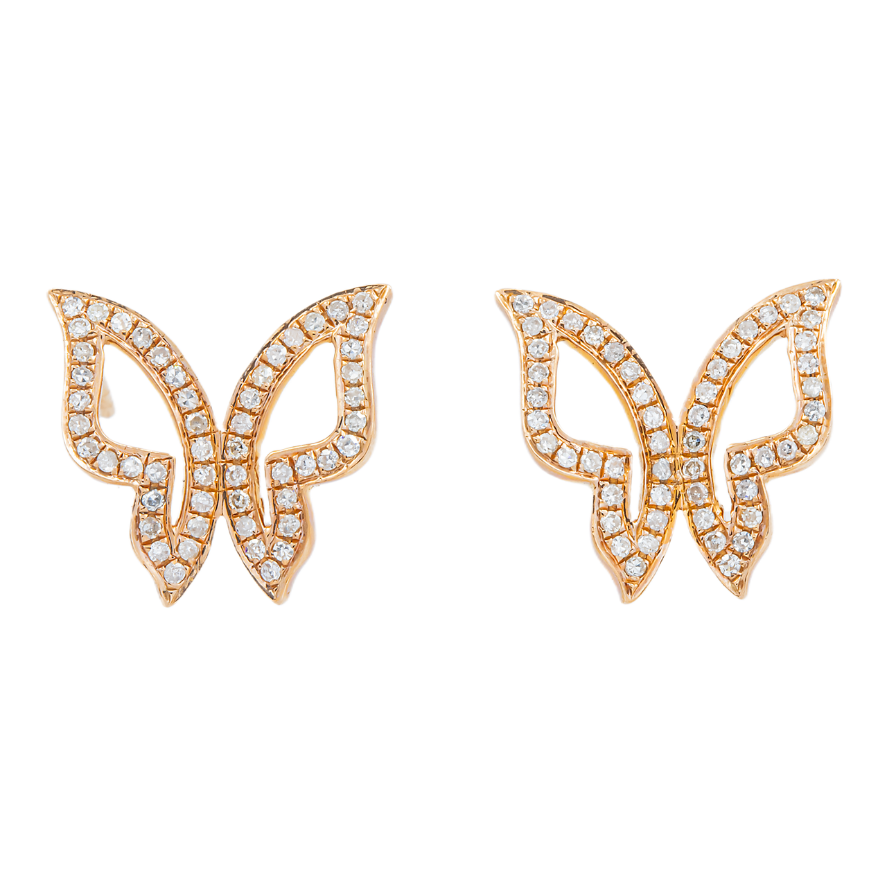 14k Rose Gold Diamond Butterfly Earrings 0.25 ctw