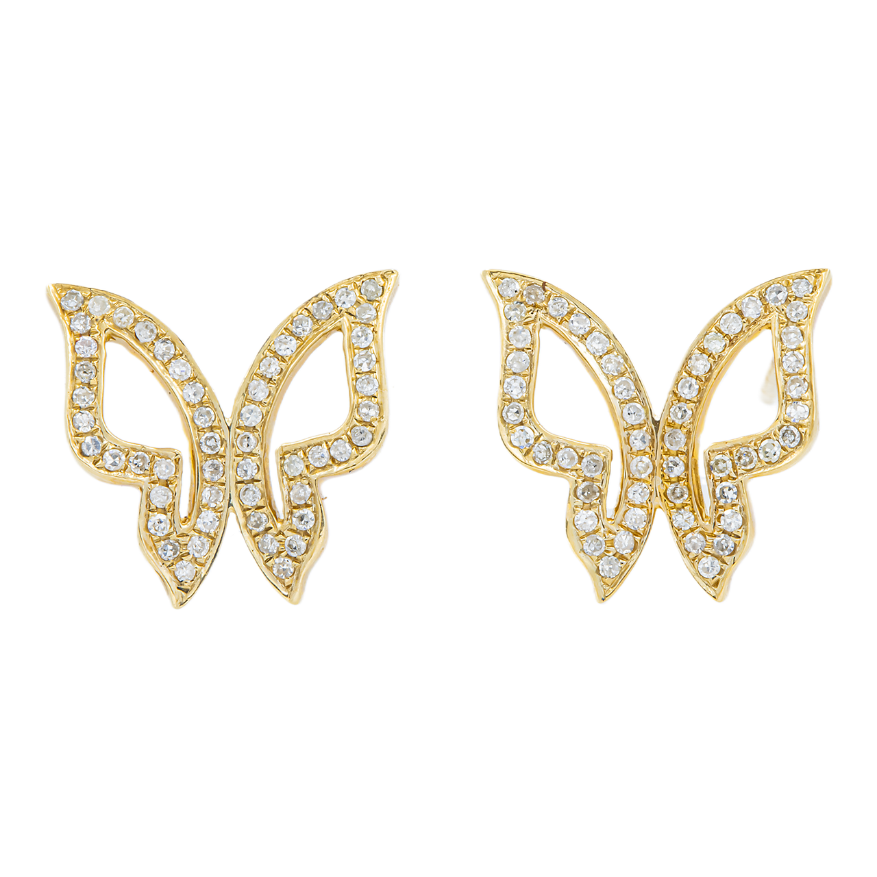 14k Yellow Gold Diamond Butterfly Earrings 0.25 ctw