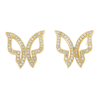 Thumbnail for 14k Yellow Gold Diamond Butterfly Earrings 0.25 ctw