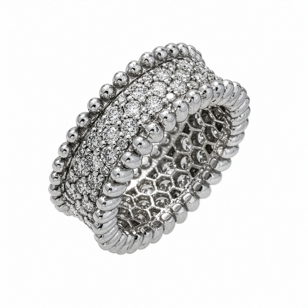 14K Gold Lab Diamond Beaded Edge Eternity Band 1.87 CTW
