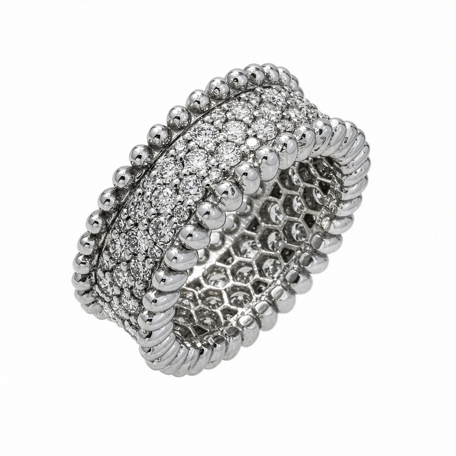 14K Gold Lab Diamond Beaded Edge Eternity Band 1.87 CTW