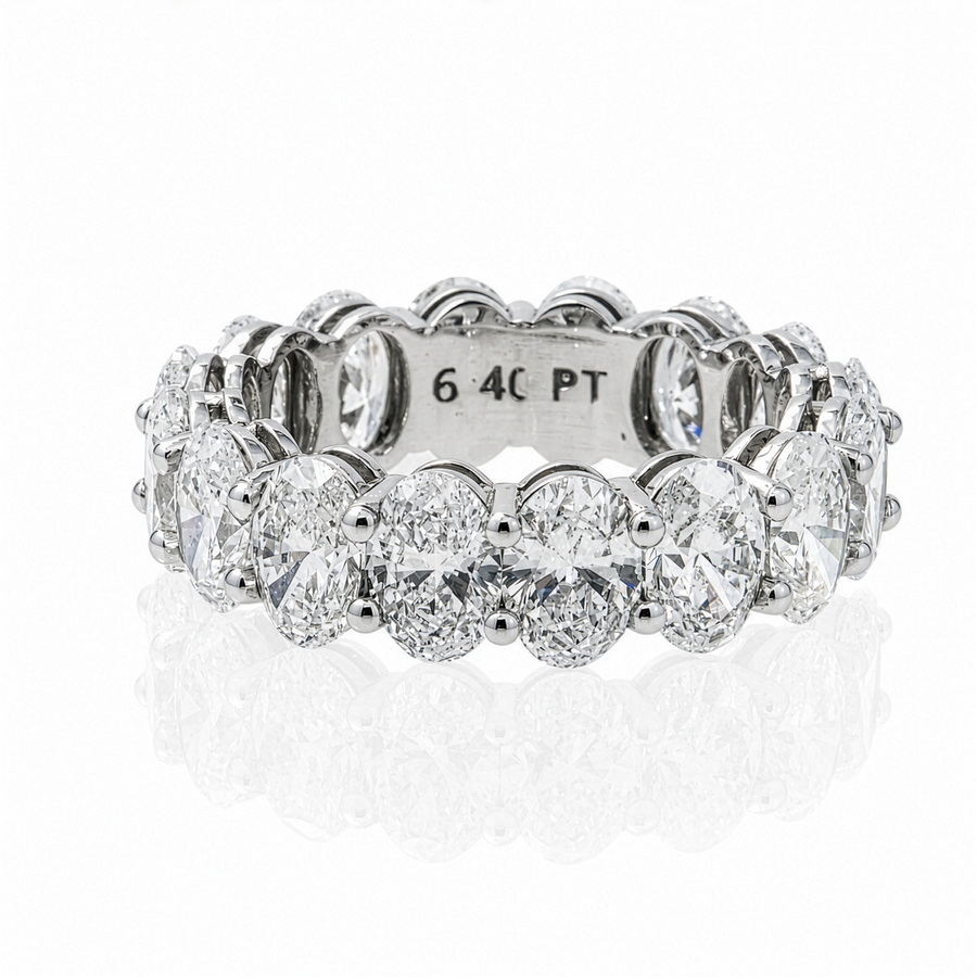 14K White Gold Lab Diamond Oval Cut Shared Prong Eternity Band 7.54 CTW